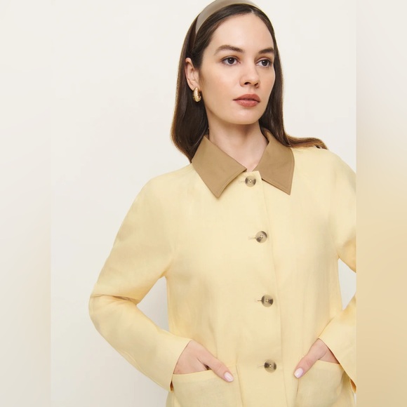 Reformation Lila Linen Jacket In Parmesan, brand new without tags, never worn. - Picture 2 of 14